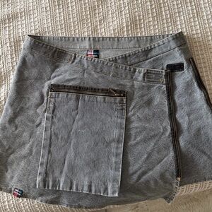 Desigual Gray Denim Skirt with Zipper Accent